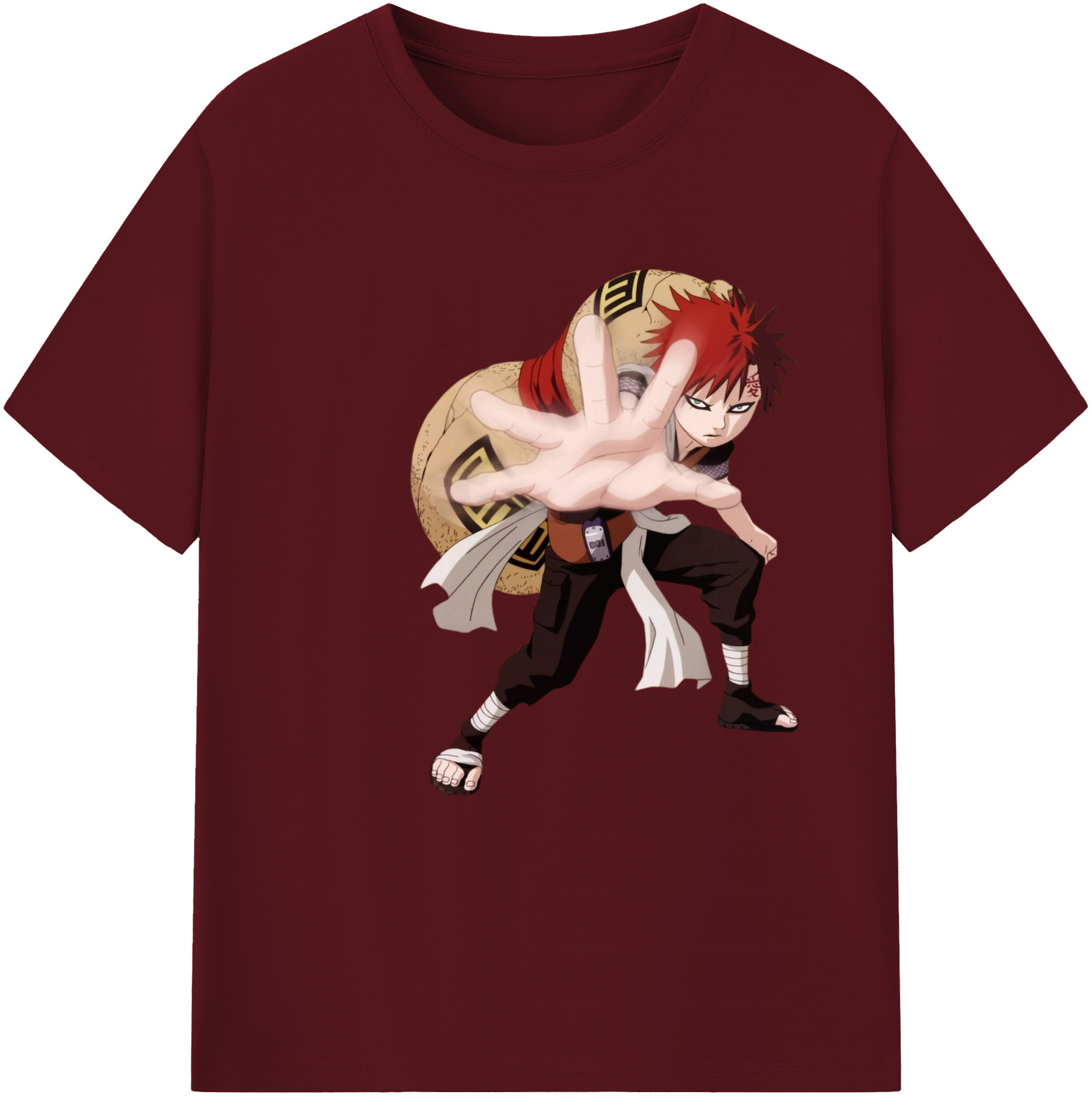 （画像用） NARUTO -ナルト- ガアラ Gaara 綿100％半袖Tシャツ（フロントプリント）
